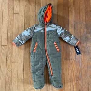 MINUS ZERO FLEECE LINED ONE PIECE SNOWSUIT OLIVE 6/9 MONTHS NEW